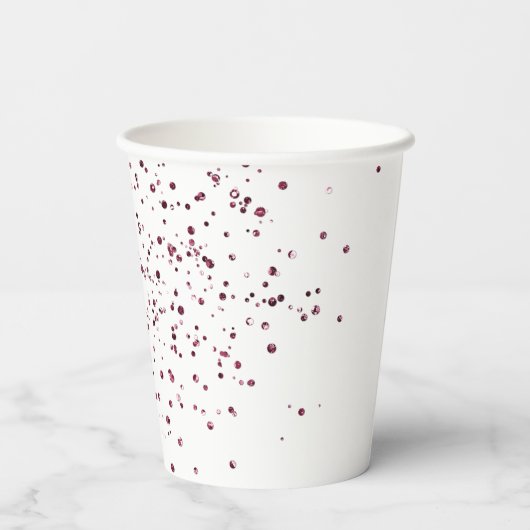 バーガンディ チェリー グリッター スパークル ハート ラブ 紙コップ (裏面)