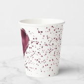 バーガンディ チェリー グリッター スパークル ハート ラブ 紙コップ (左)