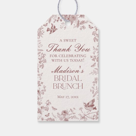 バーガンディ トワール ド ジューイ フローラル ブライダル ブランチ ギフト ギフトタグ (裏面)