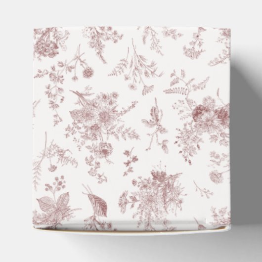 バーガンディ トワール フラワーブライダルシャワー ギフトボックス フェイバーボックス (上部)