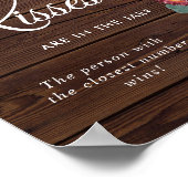 バーガンディ & ネイビーブルー ウッド ハウ メニー キッセス サイン (角)