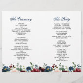 バーガンディ ネイビーブルー ブラッシュ ウェディング セレモニー プログラム (裏面)