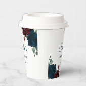 バーガンディ & ネイビーブルー 花のルーストスタイル ブライダルシャワー 紙コップ (右)