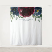 バーガンディ ネイビー ウェディング バックドロップ フォトブース タペストリー (正面)