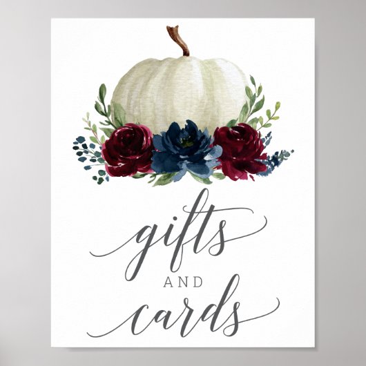 バーガンディ ネイビー パンプキン ギフトとカード サイン (正面)