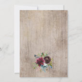 バーガンディ ネイビー フラワー / 幾何学的なグリーン ウェディング 招待状 (裏面)