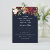バーガンディ ネイビー フローラル 秋 ウェディング ホテル カード (スタンド正面)