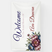 バーガンディ ネイビー & ブッシュ ピオニー ブライダル シャワー 横断幕 (縦)