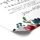 バーガンディ ネイビー ブラッシュ アンプラグド ウェディング セレモニー ポスター (角)