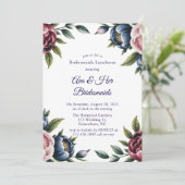 バーガンディ ネイビー ブラッシュ ピオニー ブライズメイドの昼食会 招待状 (スタンド正面)