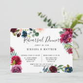 バーガンディ ネイビー ブラッシュ ピオニー リハーサル ディナー 招待状 (スタンド正面)