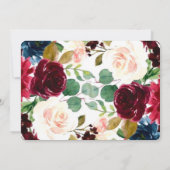 バーガンディ ネイビー ブラッシュ ピオニー リハーサル ディナー 招待状 (裏面)