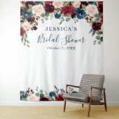 バーガンディ ネイビー ブラッシュ ブライダル シャワー フォト バックドロップ タペストリー (インサイチュ)