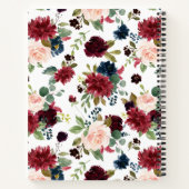 バーガンディ ネイビー ブラッシュ ブライダル シャワー レシピ ブック ノートブック (裏面)