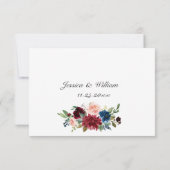 バーガンディ ネイビー ユーカリ ローズ ウェディング ご飯の選択 出欠カード (裏面)