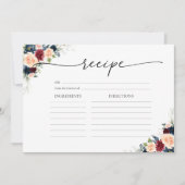 バーガンディ ネイビー 大きなレシピ カード (正面)