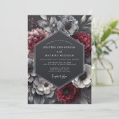 バーガンディ ノクターン フラワ ウェディング 招待状 (スタンド正面)