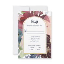 バーガンディ、バラ、ネイビー金ゴールドアーチRSVP