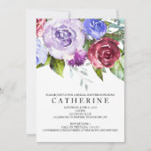 バーガンディ&パープルフローラブライダルシャワー 招待状 (正面)
