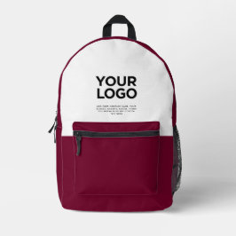 バーガンディ |ビジネスパーソナライズされたロゴと文字 プリントバックパック