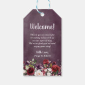 バーガンディ、ピンクおよびプラムの花の庭 ギフトタグ (裏面)