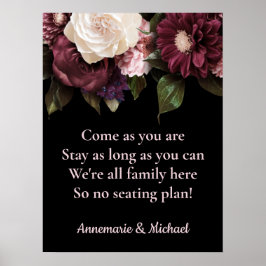 バーガンディ&ピンクフローラシーティングプラン結婚ズ ポスター