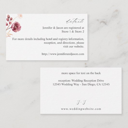 バーガンディ&ピンクフローラ詳細エンクロージャカード8A エンクロージャーカード (正面/裏面)