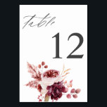 バーガンディ&ピンクフローラ8Aテーブル番号 テーブルナンバー<br><div class="desc">あなたのバー結婚グガンディとピンクのフローラテーブル番号カードであなたのパーティーテーブルをドレスアップ。</div>