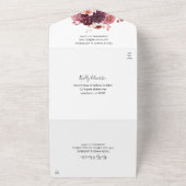 バーガンディ&ピンクフローラ8A結婚ズ オールインワン招待状 (外側)