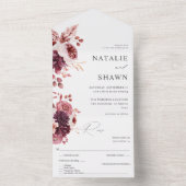 バーガンディ&ピンクフローラ8A結婚ズ オールインワン招待状 (内側)