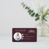 バーガンディ&ピンクプロフェッショナル実在エステート写真 名刺 (スタンド正面)