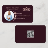 バーガンディ&ピンクプロフェッショナル実在エステート写真 名刺 (正面/裏面)