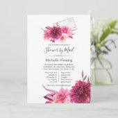 バーガンディ&ピンク秋ブライダルまたはベビーシャワーbyメール 招待状 (スタンド正面)