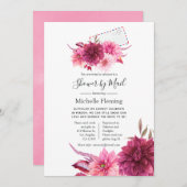 バーガンディ&ピンク秋ブライダルまたはベビーシャワーbyメール 招待状 (正面/裏面)