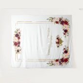 バーガンディ ピンク フラワーブライダル シャワー ティー フォト プロップ タペストリー (正面(横))