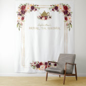 バーガンディ ピンク フラワーブライダル シャワー ティー フォト プロップ タペストリー (インサイチュ)