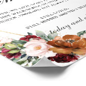 バーガンディ ピンク ラスト アイボリー フローラル 愛を込めて ポスター (角)