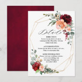 バーガンディ ピーチ コーラル オレンジ ユーカリ ウェディング エンクロージャーカード (正面/裏面)