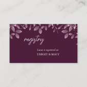 バーガンディ フォレスト リーフ ブライダル シャワー レジストリー カード (正面)