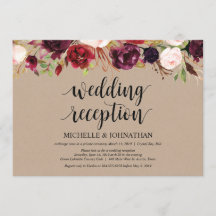 バーガンディ フラワル エロープメント レセプション クラフト インビテ