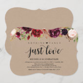 バーガンディ フラワル エロープメント レセプション クラフト 招待状 (正面/裏面)