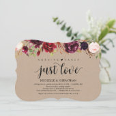 バーガンディ フラワル エロープメント レセプション クラフト 招待状 (スタンド正面)