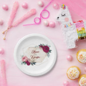 バーガンディ フラワル フォール ジオメトリック ペーパープレート (パーティー)