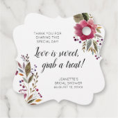 バーガンディ フラワル ラブ イズ スウィート トリート ブライダル シャワー フェイバータグ (裏面)