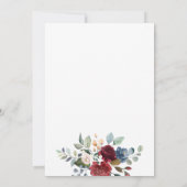 バーガンディ フラワル 80歳の誕生日 ボタニカル 招待状 (裏面)