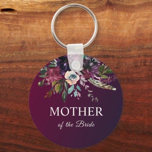 バーガンディ フラワーの母のドレス キーホルダー (正面)