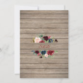 バーガンディ フラワーズ ウェスタン カウボーイ ブーツ 私も BBQ 招待状 (裏面)