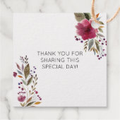 バーガンディ フラワーズ ラブ イズ スウィート ブライダル シャワー フェイバータグ (裏面)