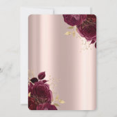 バーガンディ フラワーズ ローズ ゴールド ドレス キンセアニエラ 招待状 (裏面)