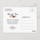 バーガンディ フラワーナビーブルー 結婚式 フォト サンクス ポストカード (裏面)